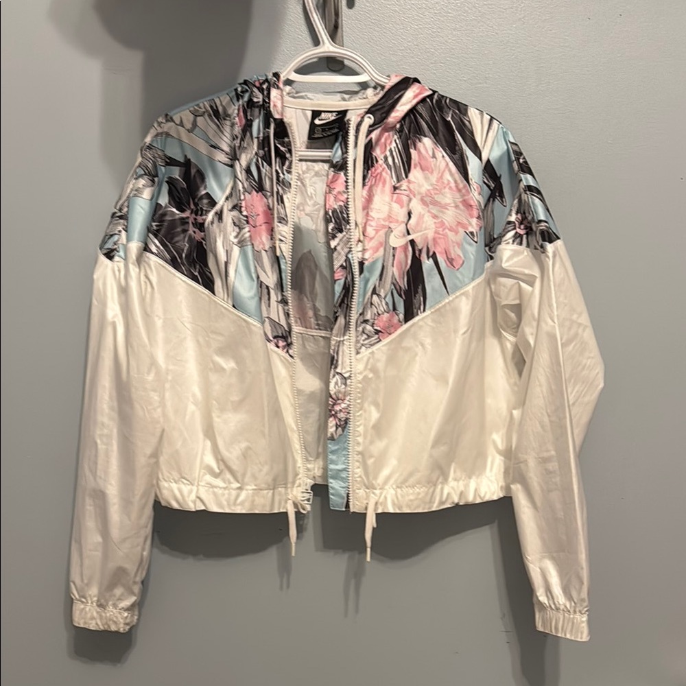 Floral White and Blue Women's Jacket